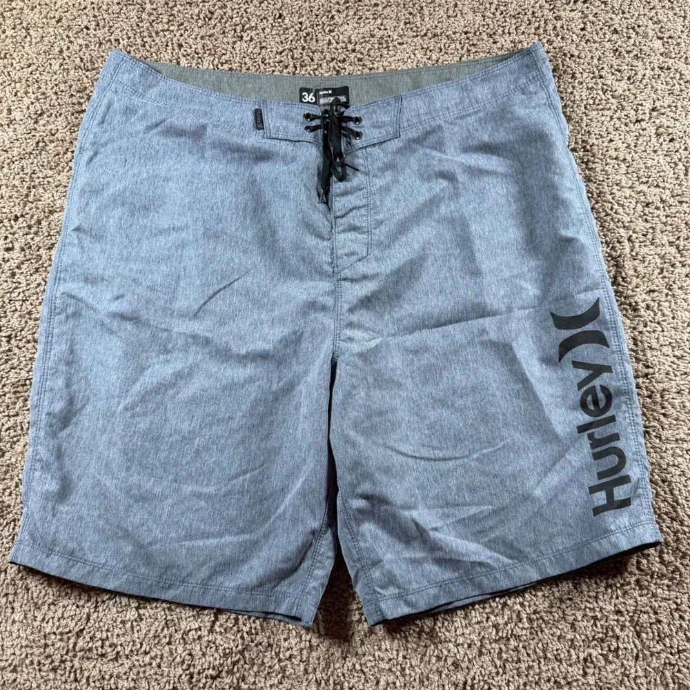 Hurley‎ board shorts Mens Blue Heathered mens 36 Logo Graphic Swim Trunks beach